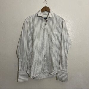 Canali White and Gray Striped Men's Shirt